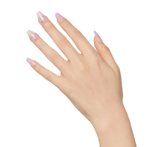 Vista 4 de Uñas postizas sin pegamento KISS imPRESS, diseño "All I Want" Púrpura y Blanco