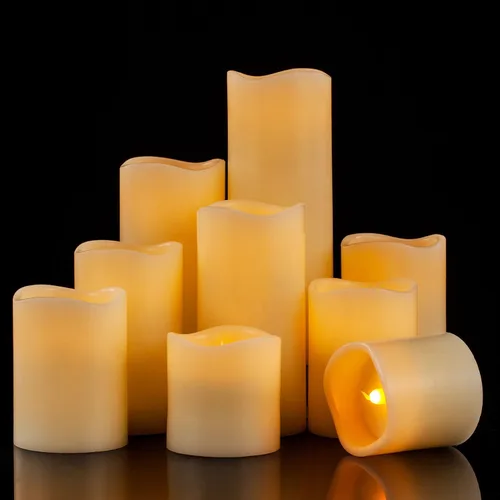 Vista 3 de Velas grandes de LED sin llama con temporizador remoto de 10 botones, de Ry