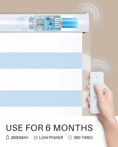Vista 2 de Persianas motorizadas de cebra para ventanas, persianas inteligentes con control remoto, filtrado de luz, compatibles con Alexa Google Home