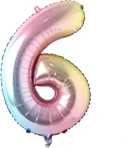 Vista 11 de Globos de números de 32 pulgadas, globo de aluminio, bola de dígitos degradados de arco iris, decoración de fiesta de cumpleaños, suministros