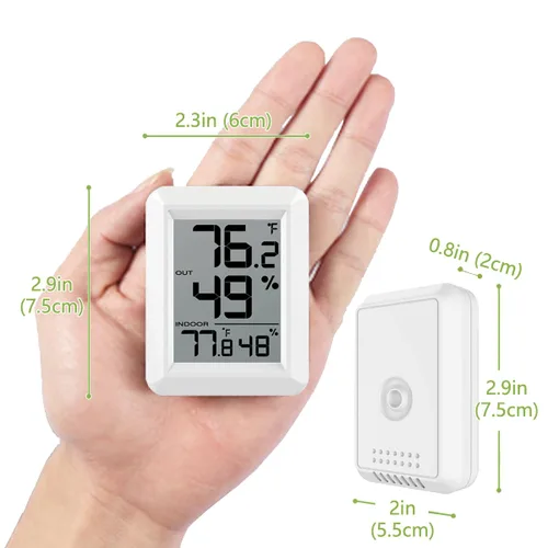 Vista 2 de Termómetro digital para interiores y exteriores, higrómetro, estación meteorológica inalámbrica, monitor de temperatura y humedad con sensor remoto