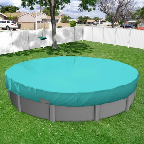Vista 8 de Windscreen4less Cubierta de seguridad redonda impermeable para piscina de invierno de 9 pies con cable de alambre a lo largo de los bordes
