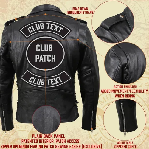 Vista 4 de Milwaukee Leather - Chaqueta clásica para hombre con encaje lateral estilo policía M/C, Negro