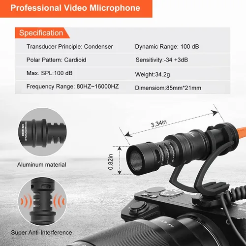 Vista 3 de COMICA CVM-VM10II - Micrófono de cámara para cámara réflex digital Canon Nikon Sony Panasonic, videocámara, micrófono de video universal profesional
