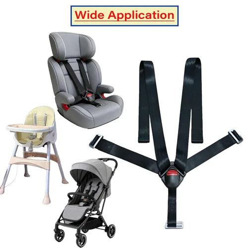 Vista 6 de Arnés universal de 5 puntos para el pecho del asiento del bebé con hebilla de bloqueo, correas ajustables de repuesto para silla alta de bebé