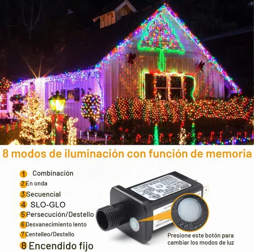 Vista 3 de Haili - Guirnalda de 105 pies de longitud y 300 luces LED para árbol de Navidad al aire libre, impermeables, con certificación UL, 8 modos de Varios