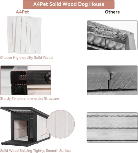Vista 7 de Casa para perros al aire libre, techo inclinado impermeable contra la lluvia y la nieve, casas para perros de diseño moderno con panel resistente a