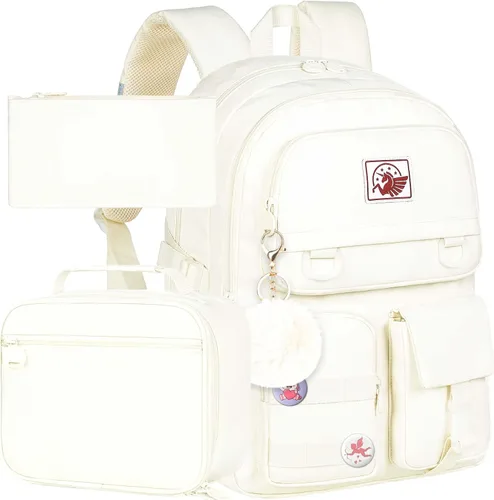 Vista 12 de WZLVO Mochila para laptop para niñas y mujeres, 15.6 pulgadas, bonita estética, resistente al agua, antirrobo, para la escuela universitaria