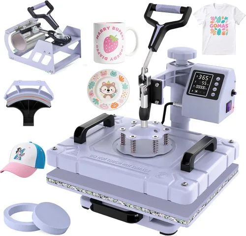 Vista 10 de Máquina de prensa de calor Slendor 12x15 pulgadas, máquina de prensado digital de 360 grados 5 en 1 para camisetas, tazas, sombreros, placas