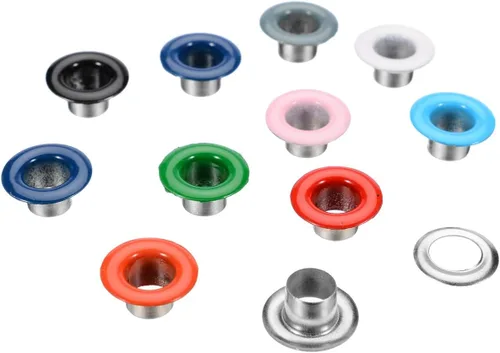 Vista 4 de 400 unidades, 10 colores, ojales de metal de 0.197 in y ojales con caja de almacenamiento de herramientas de instalación para ropa, zapatos, bolsa