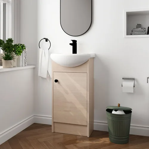 Vista 3 de BN-022 - Tocador de baño de 18 pulgadas con lavabo, tocador independiente de 18 pulgadas con puerta de cierre suave para espacios pequeños, moderno