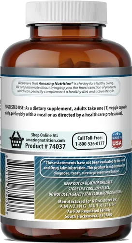 Vista 4 de Amazing Formulas Taurina con bioperina 1000 mg Suplemento de cápsulas vegetales Sin OMG Sin gluten Fabricado en Estados Unidos