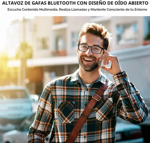 Vista 4 de GenXenon Gafas inteligentes para hombres y mujeres, lentes de luz azul transparente, gafas Bluetooth con altavoz, asistente de voz y toque