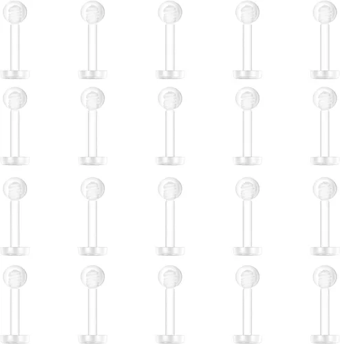 Vista 8 de Aretes transparentes de plástico para piercing deportivo, para el vientre, septum, ceja, labio, cartílago, tragus, labios, labio, retenedores
