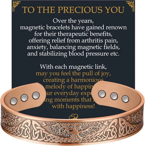 Vista 8 de Pulsera de cobre para hombres, pulsera magnética de cobre de 18X de fuerza para hombres con imanes de 3,800 Gauss, cobre sólido puro al 99.99%