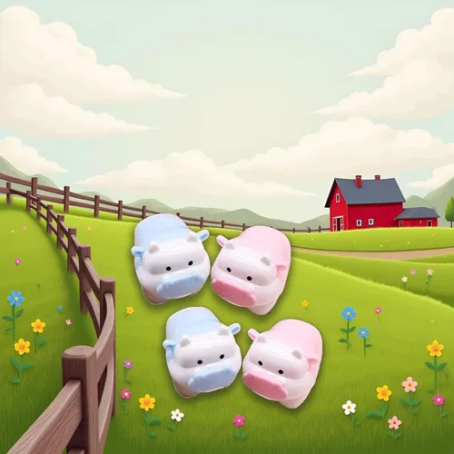 Vista 2 de Sacapuntas de diseño de ganado de cerdo lindo, sacapuntas de vaca buey kawaii, sacapuntas, regalos para niñas, artículos de papelería, suministros
