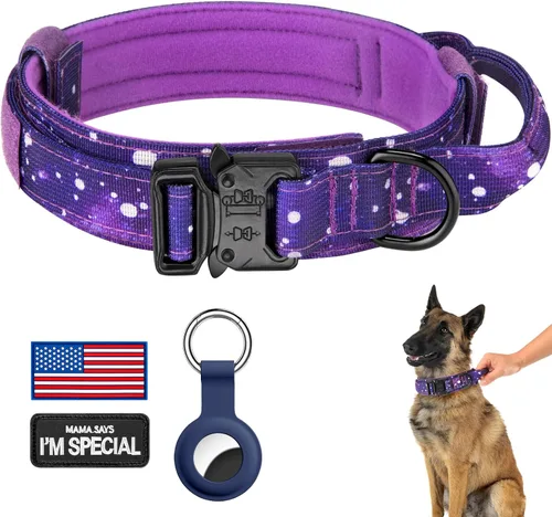 Vista 16 de DAGANXI - Collar táctico para perro, collar ajustable de nailon para adiestramiento con asa de control y hebilla, para perros medianos y grandes