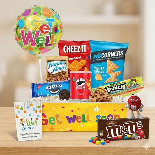Vista 6 de Cesta de regalo PARA RECUPERARSE, paquete para niños unisex, niño o niña, paquete de cuidado, que te mejores pronto para el hogar u hospital después