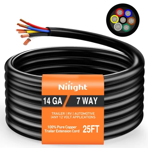 Vista 17 de Nilight - 50048R Caja de Conexiones Eléctrica de 7 Vías para Remolque, Conector de Cable para Remolque de 7 Terminales, Caja de Conexiones