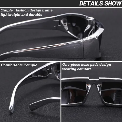 Vista 5 de GUVIVI Gafas de sol envolventes de moda para mujeres y hombres, gafas de sol rectangulares futuristas gruesas y gruesas