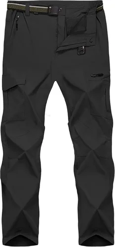 Vista 23 de Pantalones de senderismo para hombre, ligeros, transpirables, con 6 bolsillos, para verano, casual, de secado rápido, impermeables, pantalones