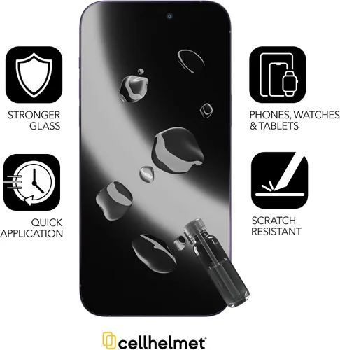 Vista 5 de cellhelmet Protector de pantalla de vidrio líquido con garantía de reparación de $500 Nano protección resistente a arañazos y roturas Universal