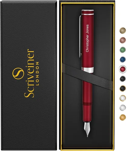 Vista 29 de Scriveiner Pluma Estilográfica EDC de Lujo (Mediana), Impresionante Pluma de Bolsillo Negra de Lujo, Chapado en Oro Real, Plumín Dorado Schmidt 1.