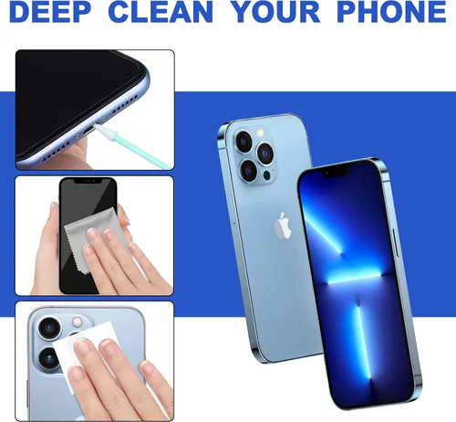 Vista 3 de Kit de limpieza de teléfono celular, limpiador de altavoces para iPhone, herramienta de limpieza de puerto de carga, kit de limpieza electrónica