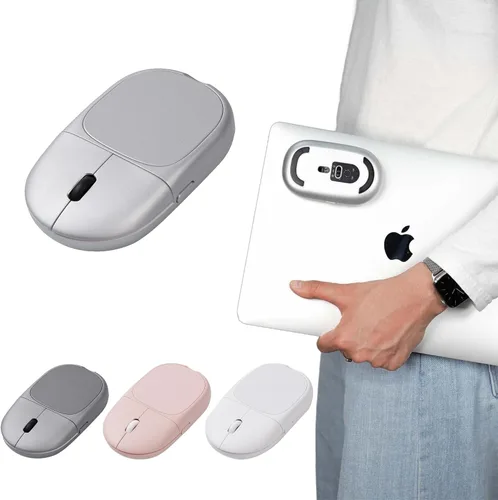 Vista 10 de Magnito - Ratón magnético inalámbrico Bluetooth para MacBook, iPad, laptop, Windows, Chrome OS, Linux - Compacto y portátil, acoplable, clics Rosa