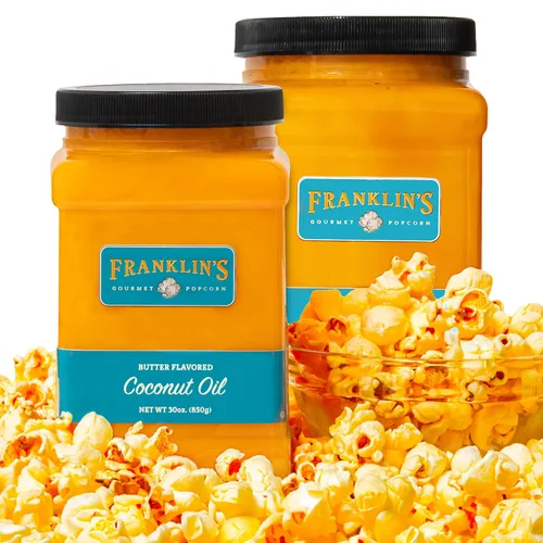 Vista 8 de Palomitas de maíz sabor a mantequilla aceite de coco de Franklin's Gourmet Popcorn Recipiente de 30 onzas