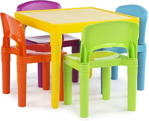 Vista 9 de Humble Crew Tot Tutors - Juego de mesa y 4 sillas de plástico, color azul aguamarina