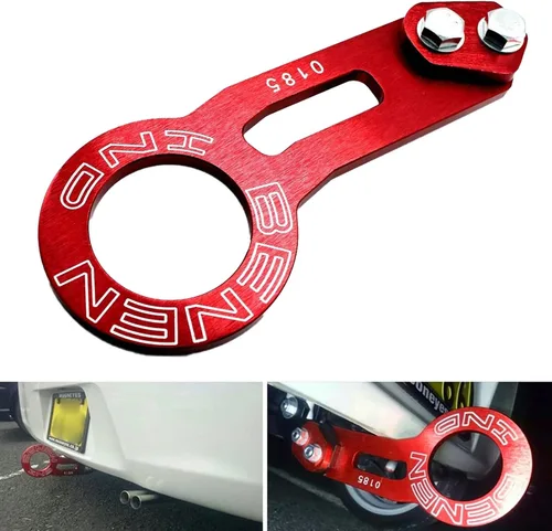 Vista 7 de Heart Horse Gancho de Remolque Trasero para Automóvil Universal, JDM Parachoques Anillo de Remolque Automático de Liberación Rápida Aleación de Negro