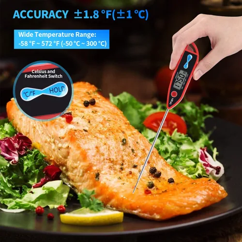 Vista 6 de Yacumama Termómetro digital de agua para líquidos, velas, lectura instantánea con resistente al agua para alimentos, carne, leche, sonda larga