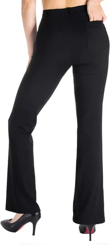 Vista 3 de Yogipace Pantalón de yoga y de vestir, para mujer, pantalón con corte de bota y con trabillas para cinturón, en tallas petiteregulartall