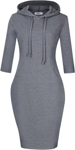 Vista 14 de MISSKY Vestido con capucha para mujer Negro&blanco