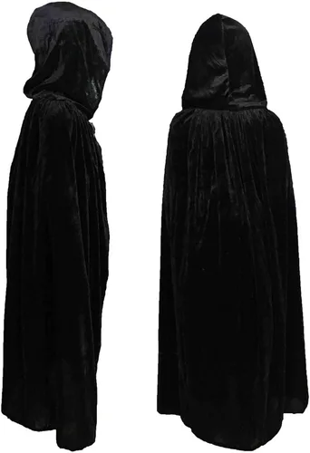 Vista 3 de Timisea Capa con capucha de Halloween, capa de terciopelo larga unisex para Navidad, Halloween, vampiro, mago y vampiro, disfraz de cosplay