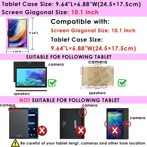 Vista 2 de DETUOSI Winsing 10 - Funda de silicona compatible con Dragon Touch Notepad K10, funda universal para tablet de 10 pulgadas, funda protectora Negro