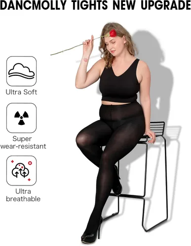 Vista 4 de DancMolly Medias de nailon semiopacas de cintura alta para mujer, con control superior