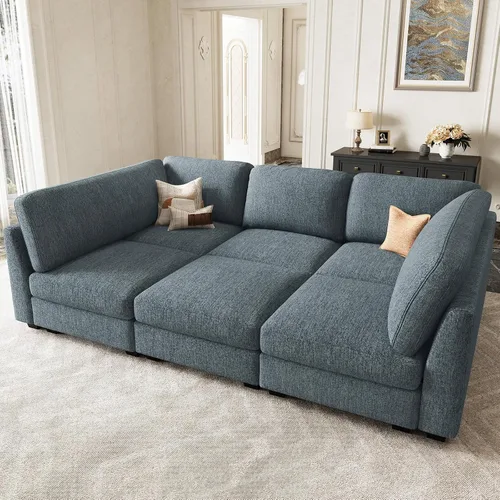 Vista 13 de Belffin Sofá cama seccional de pana de felpa con asiento ancho y profundo, modulares de nube seccionales para sala de estar. Sofá negro
