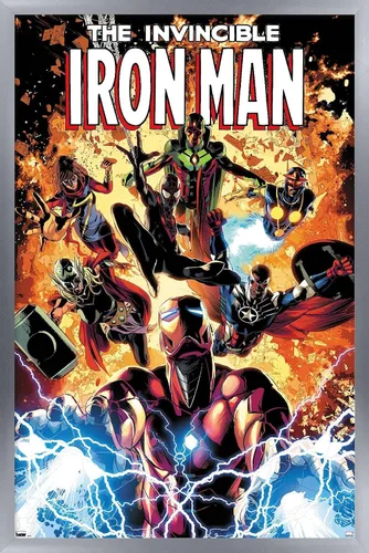 Vista 10 de Trends International Marvel Comics Iron Man - Póster de pared Invincible Iron Man #11, 22.4 pulgadas de largo x 14.7 pulgadas, versión enmarcada