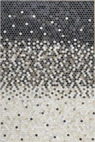 Vista 3 de Alfombra moderna de piel de vaca hecha a mano, 3 x 5, 4 x 6, 5 x 8, 6 x 9, 8 x 10, 9 x 12 pulgadas, diseño enrejado (3 pies x 5 pies)