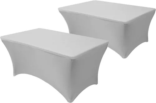 Vista 33 de Paquete de 2 manteles de mesa elásticos de elastano para mesas rectangulares de 4 pies, mantel ajustable de 48 pulgadas de largo x 30 pulgadas