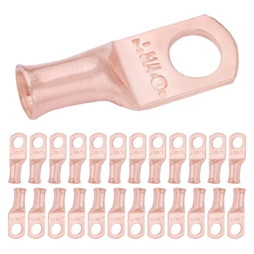 Vista 204 de SELTERM - 5 terminales de anillo resistentes para cable de batería, calibre 1/0 AWG, pernos de 1/2 pulgadas, terminales de calibre 0, ojales