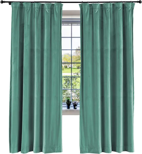 Vista 74 de cololeaf Panel de cortinas opacas de terciopelo con forro para cine en casa, cortina de ganchos planos para barra transversal o pista, 100 pulgadas