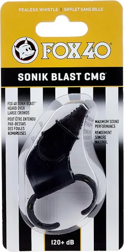 Vista 2 de Fox 40 Sonik Blast CMG – Silbato sin bolilla con agarre para dedos, color negro