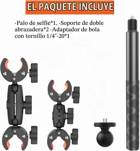 Vista 8 de Soporte de abrazadera para manillar de motocicleta para accesorios Insta360