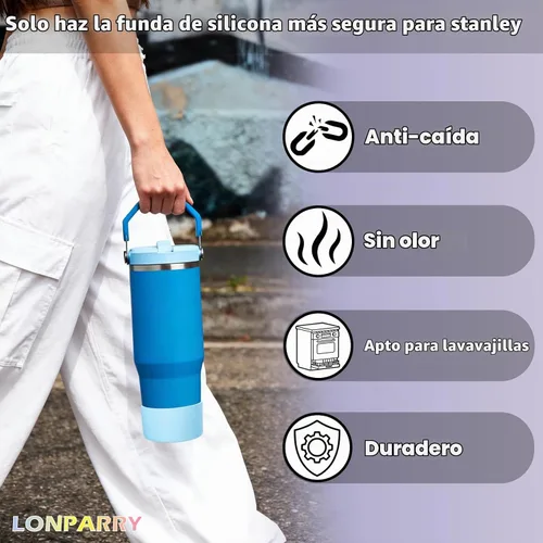 Vista 3 de Paquete de 2 botas de silicona para Stanley Cup 30oz 40oz y Stanley IceFlow Negro (Clear+Black)