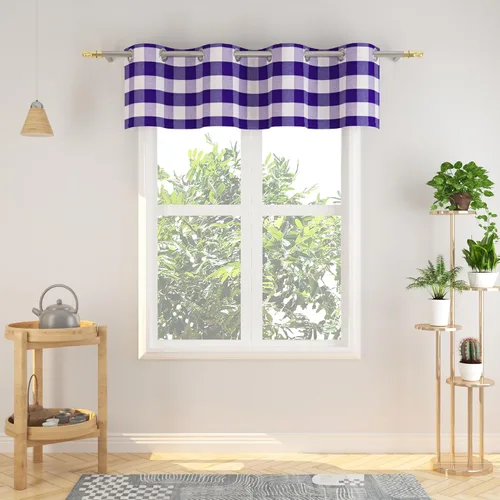 Vista 112 de Cortinas de 24 pulgadas de largo con diseño Buffalo Check Gingham Plaid para ventanas de cocina y baño, tratamiento para ventanas con 2 paneles