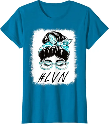 Vista 16 de LVN - Camiseta para mujer con licencia vocacional para enfermera, moño desordenado, Día Mundial de la Salud