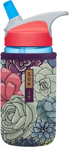 Vista 106 de Sok It BotlSok Funda para botella de agua con cubierta de neopreno aislante (Floral abstracto, se ajusta a CamelBak o Nalgene de 12 onzas)